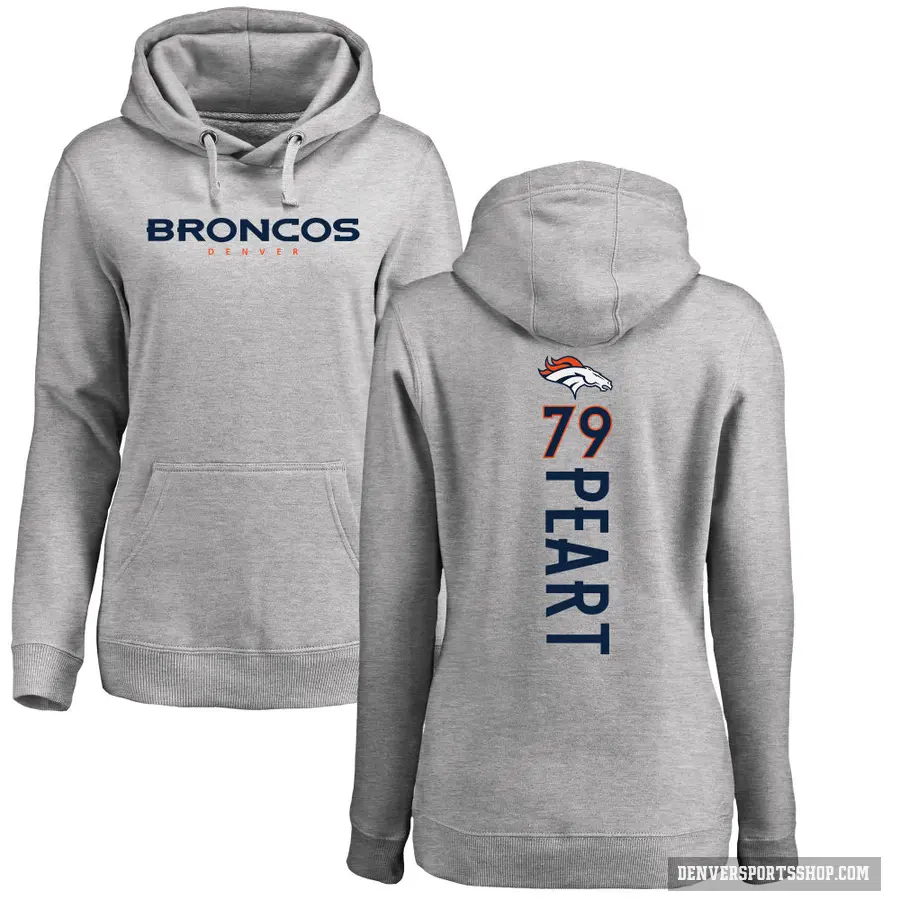 Women's ＃79 Matt Peart Denver Broncos Pro Line Ash Backer Pullover Hoodie
