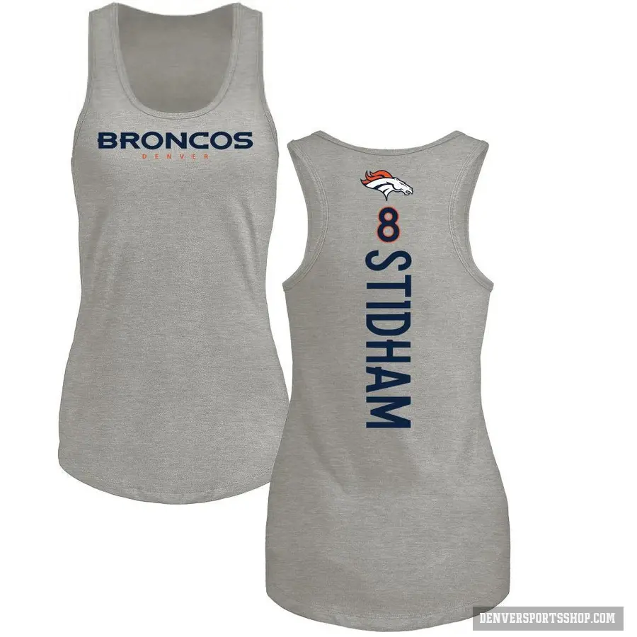 Women's ＃8 Jarrett Stidham Denver Broncos Ash Backer Tank Top