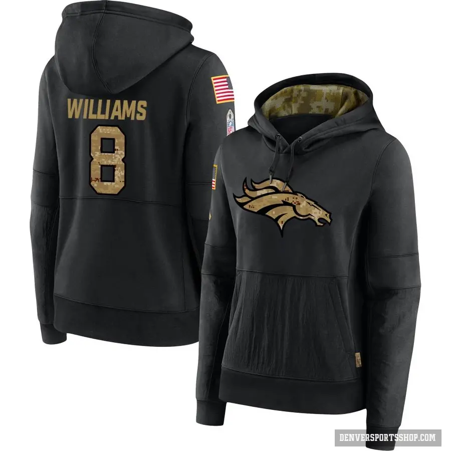 Women's ＃8 K'Waun Williams Denver Broncos Black 2020 Salute to Service Sideline Performance Pullover Hoodie
