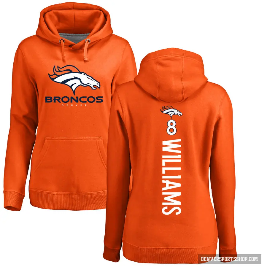 Women's ＃8 K'Waun Williams Denver Broncos Orange Pro Line Backer Pullover Hoodie