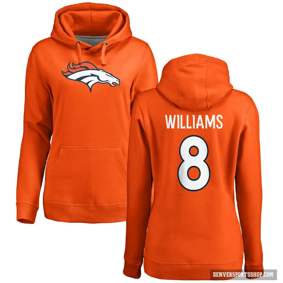 Women's ＃8 K'Waun Williams Denver Broncos Orange Pro Line Logo Pullover Hoodie