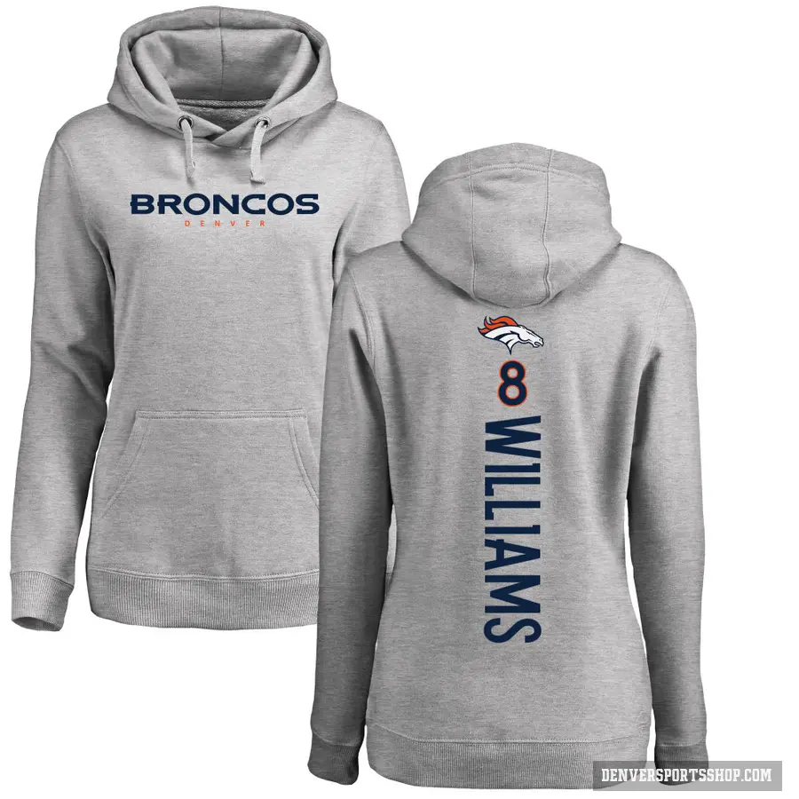 Women's ＃8 K'Waun Williams Denver Broncos Pro Line Ash Backer Pullover Hoodie