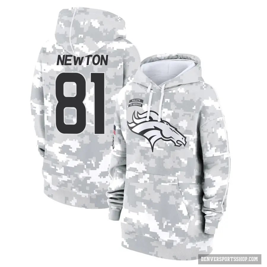 Women's ＃81 Jerjuan Newton Denver Broncos Arctic Camo 2024 Salute to Service Club Fleece Pullover Hoodie
