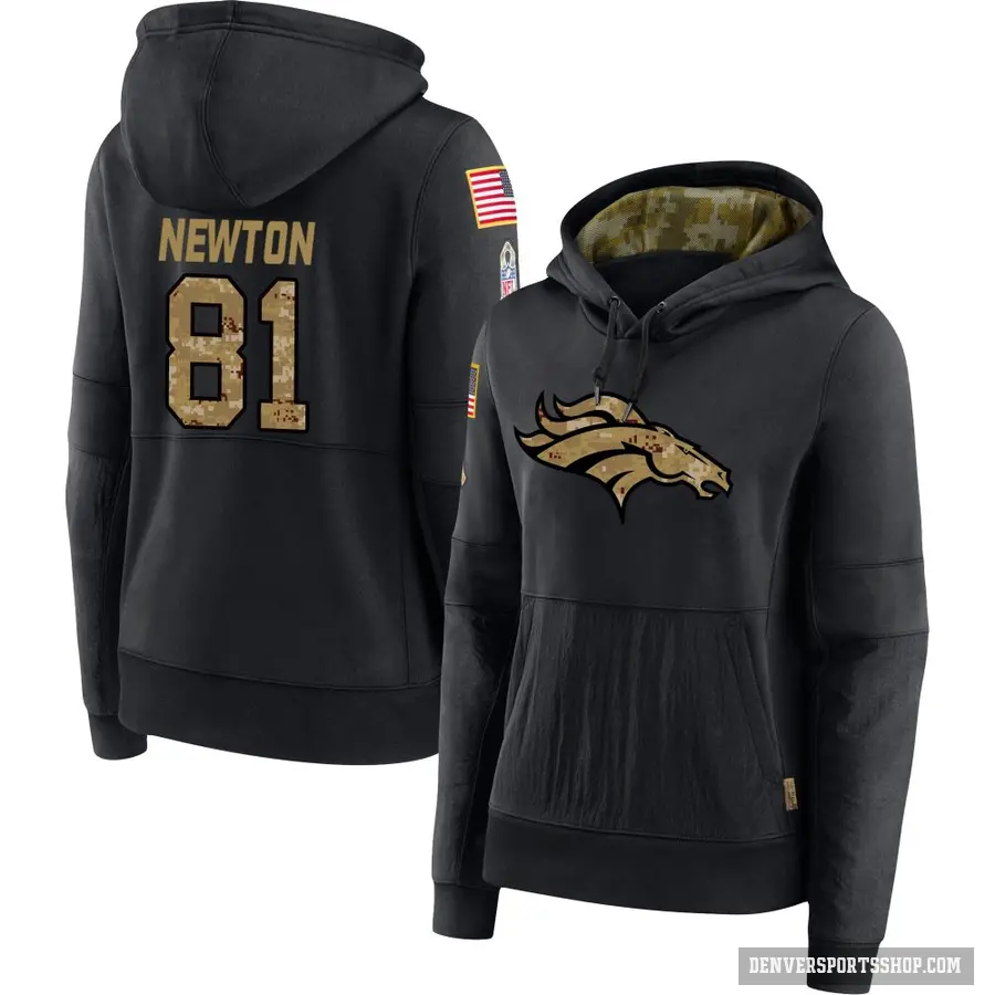 Women's ＃81 Jerjuan Newton Denver Broncos Black 2020 Salute to Service Sideline Performance Pullover Hoodie
