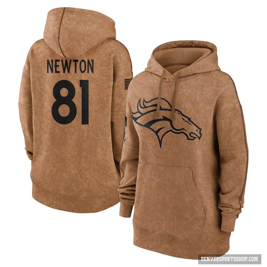 Women's ＃81 Jerjuan Newton Denver Broncos Brown 2023 Salute To Service Pullover Hoodie