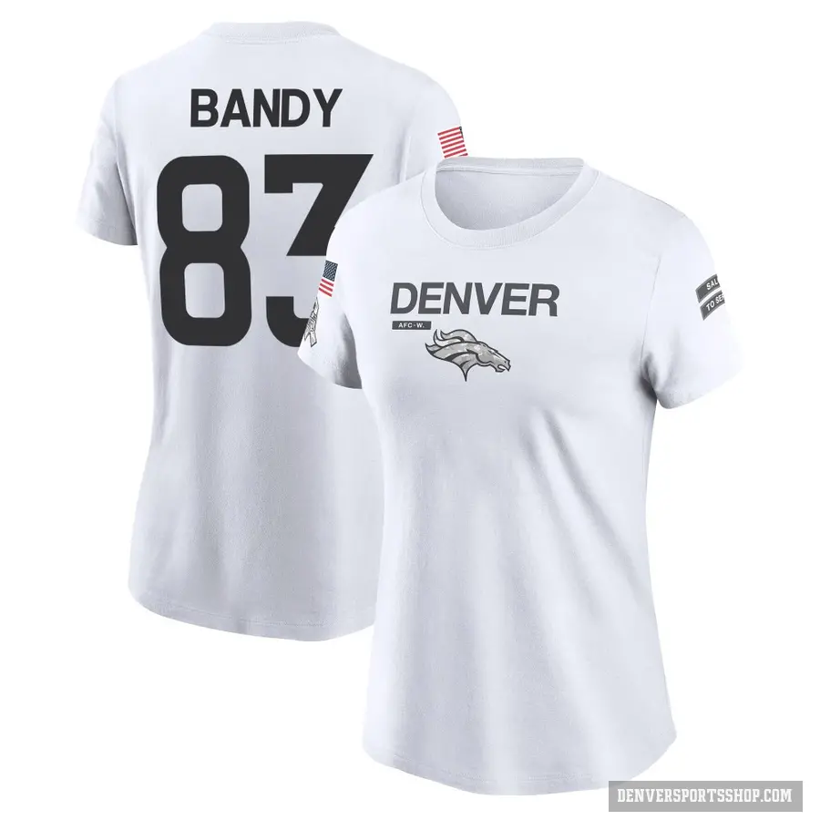 Women's ＃83 Michael Bandy Denver Broncos White 2024 Salute to Service Performance T-Shirt