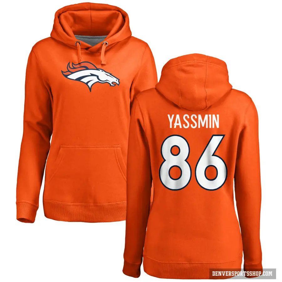 Women's ＃86 Thomas Yassmin Denver Broncos Orange Pro Line Logo Pullover Hoodie