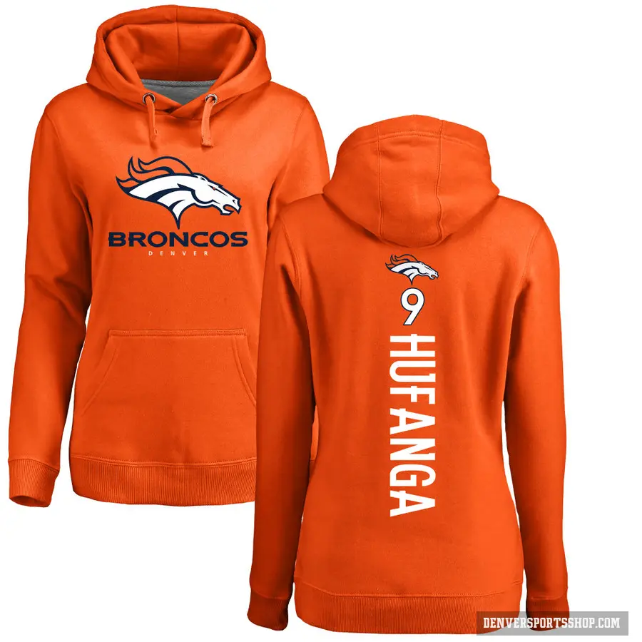 Women's ＃9 Talanoa Hufanga Denver Broncos Orange Pro Line Backer Pullover Hoodie