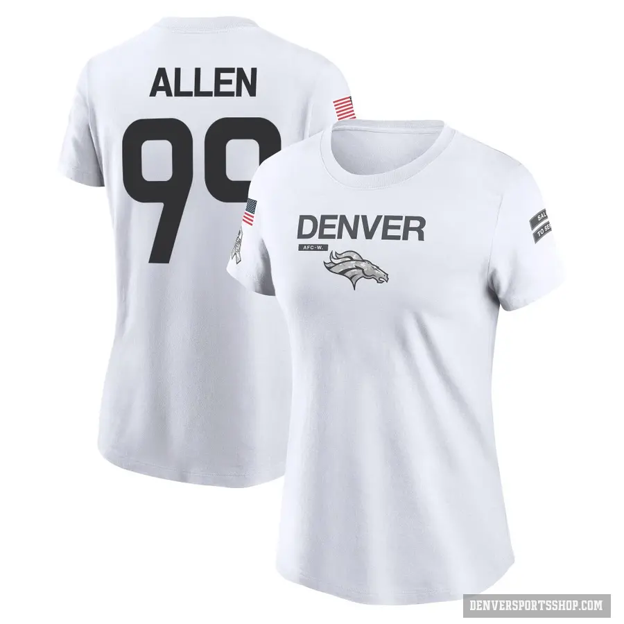Women's ＃99 Zach Allen Denver Broncos White 2024 Salute to Service Performance T-Shirt
