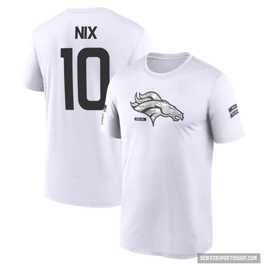 Youth ＃10 Bo Nix Denver Broncos White 2024 Salute to Service Performance T-Shirt