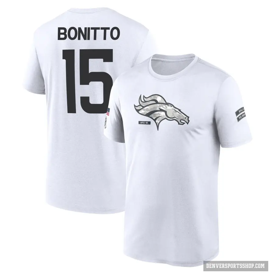 Youth ＃15 Nik Bonitto Denver Broncos White 2024 Salute to Service Performance T-Shirt