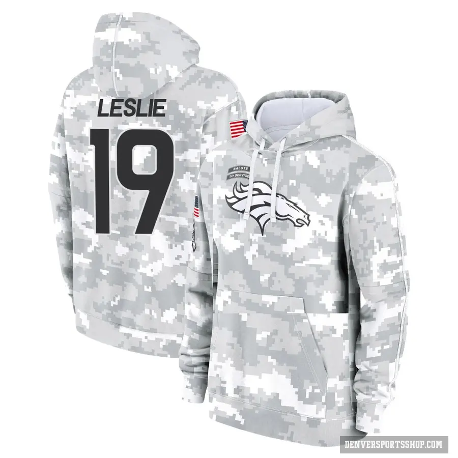 Youth ＃19 Jordan Leslie Denver Broncos Arctic Camo 2024 Salute to Service Club Fleece Pullover Hoodie