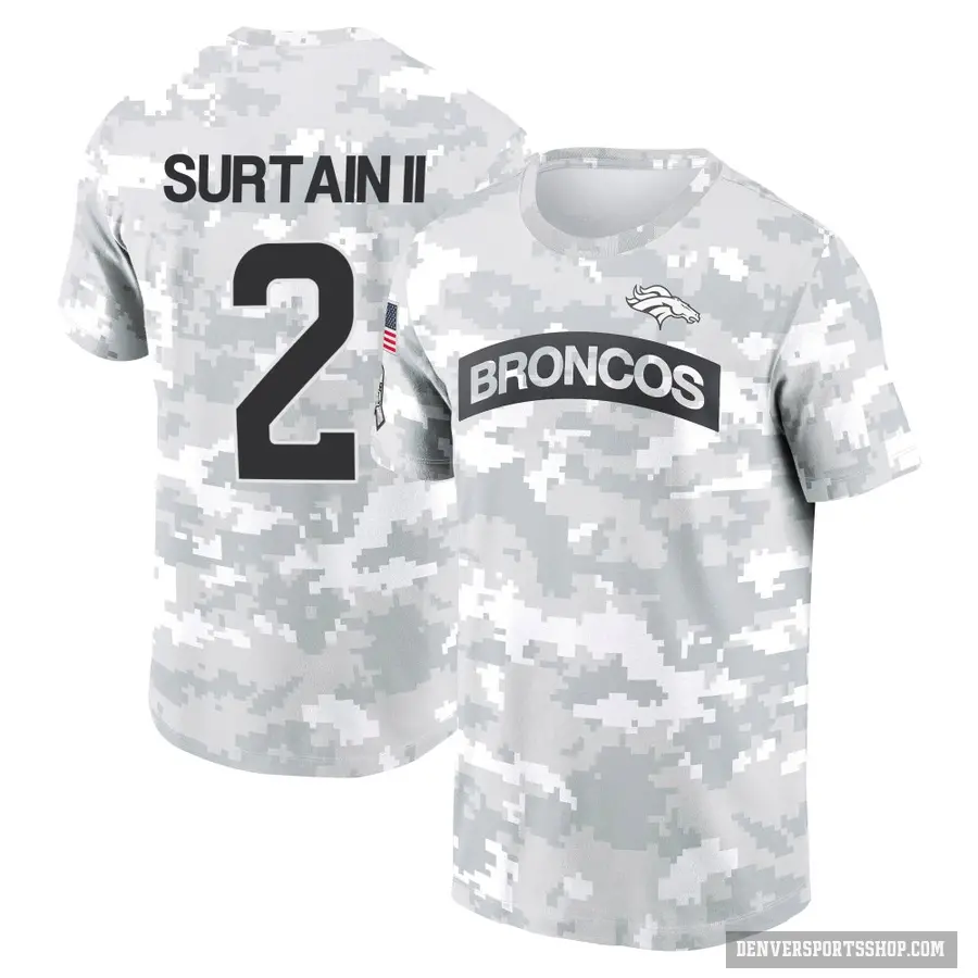 Youth ＃2 Pat Surtain II Denver Broncos Camo Arctic 2024 Salute to Service Performance T-Shirt
