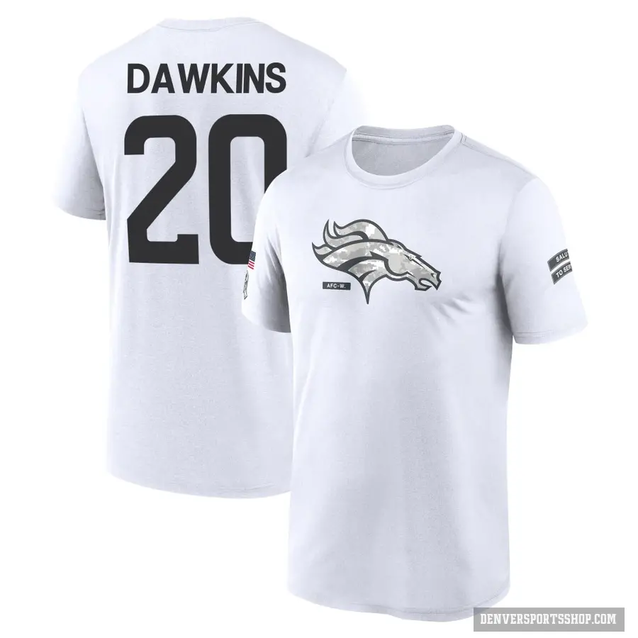 Youth ＃20 Brian Dawkins Denver Broncos White 2024 Salute to Service Performance T-Shirt