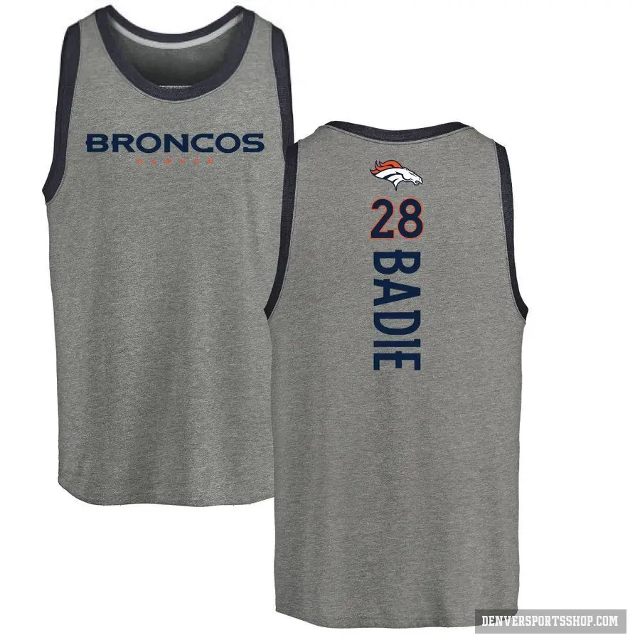 Youth ＃28 Tyler Badie Denver Broncos Ash Backer Tank Top