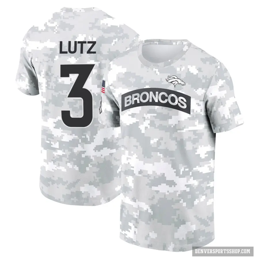Youth ＃3 Wil Lutz Denver Broncos Camo Arctic 2024 Salute to Service Performance T-Shirt