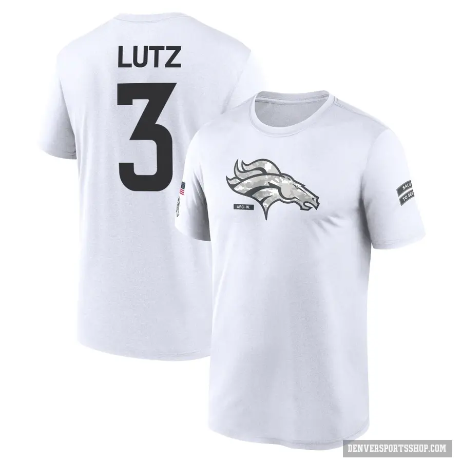 Youth ＃3 Wil Lutz Denver Broncos White 2024 Salute to Service Performance T-Shirt
