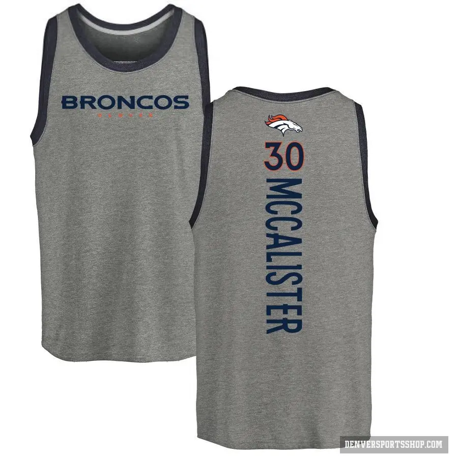 Youth ＃30 Tanner McCalister Denver Broncos Ash Backer Tank Top
