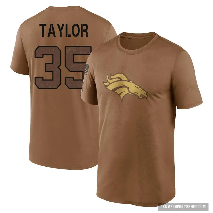 Youth ＃35 Reese Taylor Denver Broncos Brown 2023 Salute To Service Performance T-Shirt
