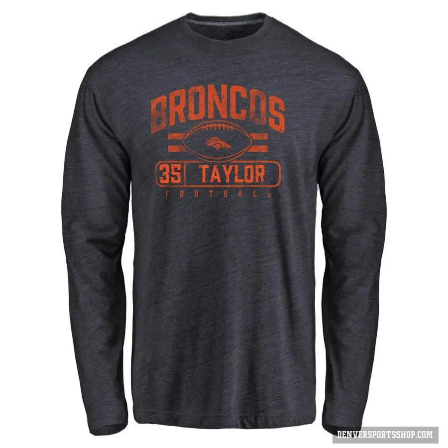 Youth ＃35 Reese Taylor Denver Broncos Navy Flanker Long Sleeve T-Shirt