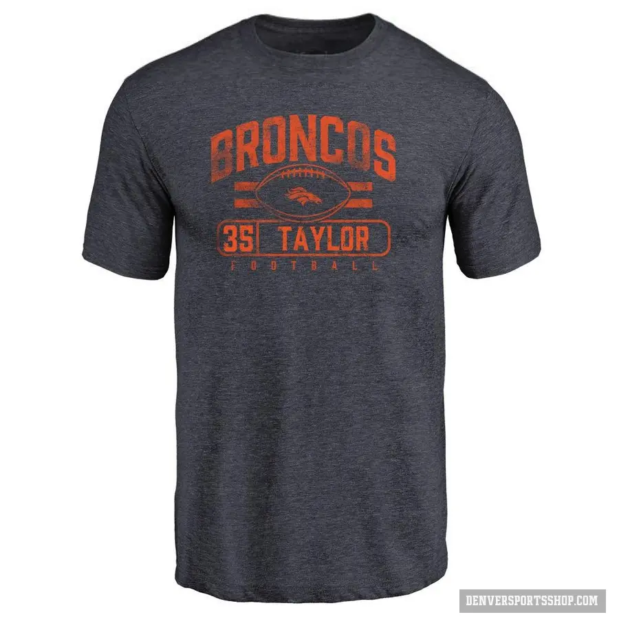 Youth ＃35 Reese Taylor Denver Broncos Navy Flanker T-Shirt