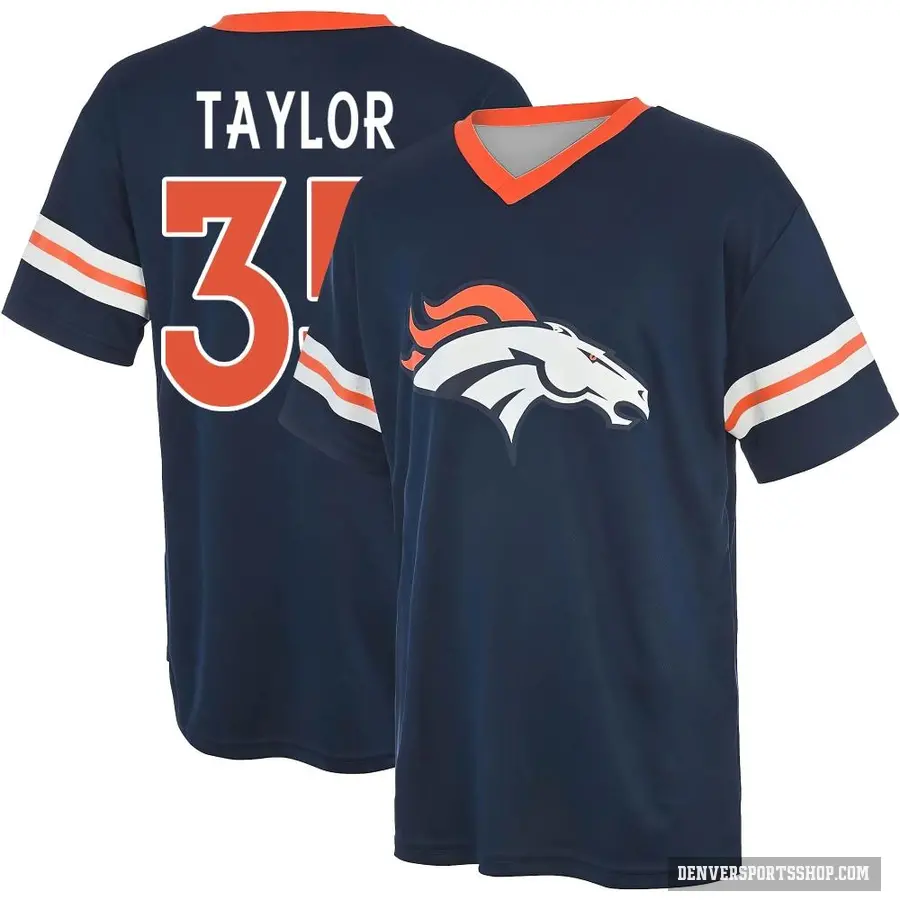 Youth ＃35 Reese Taylor Denver Broncos Navy Game Day V-Neck T-Shirt