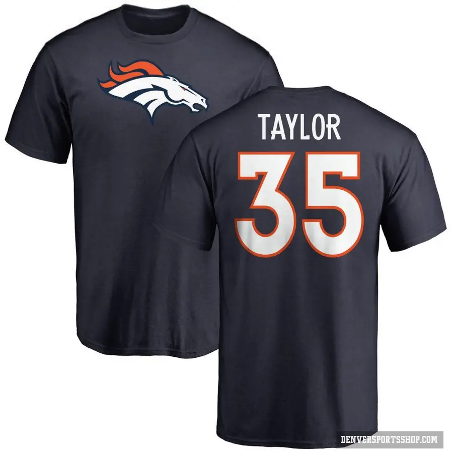 Youth ＃35 Reese Taylor Denver Broncos Navy Logo T-Shirt