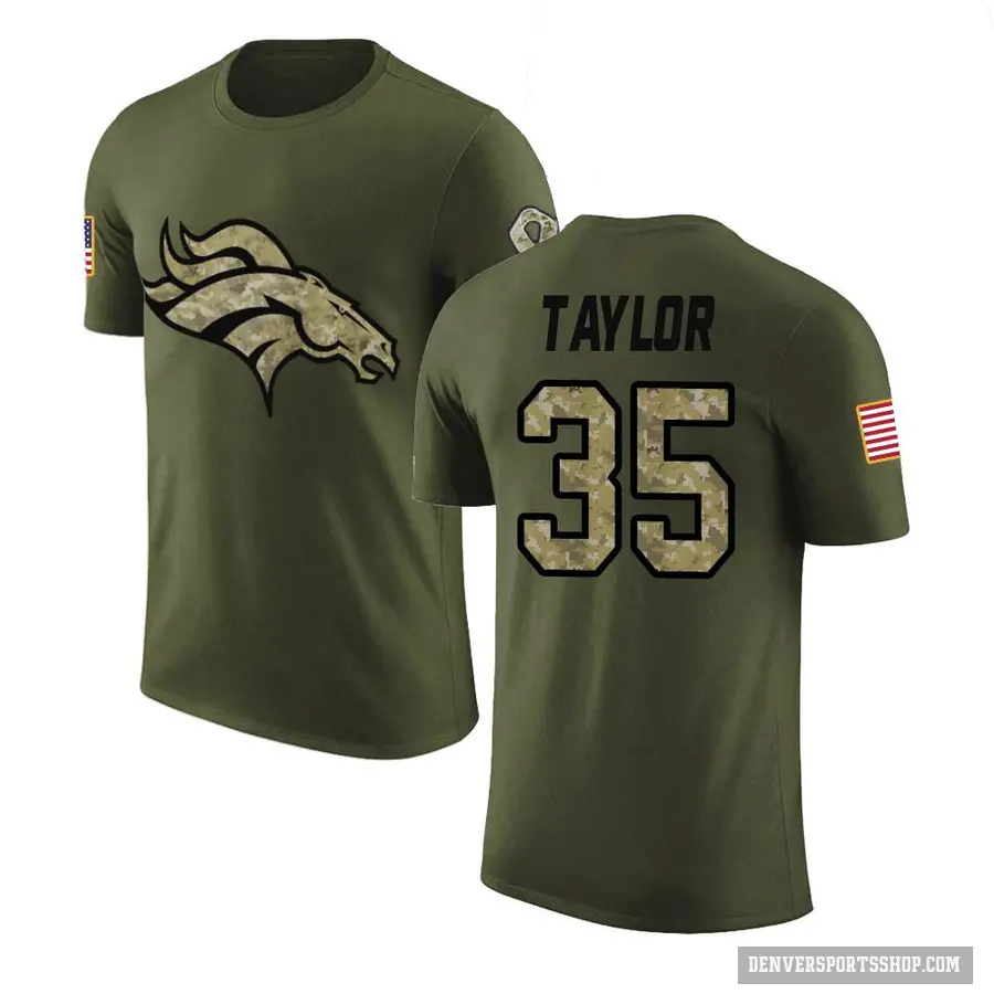 Youth ＃35 Reese Taylor Denver Broncos Olive Salute to Service T-Shirt