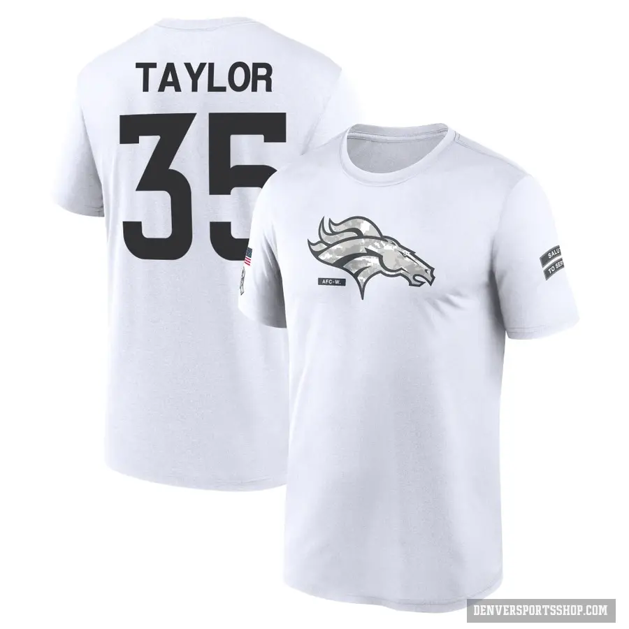 Youth ＃35 Reese Taylor Denver Broncos White 2024 Salute to Service Performance T-Shirt