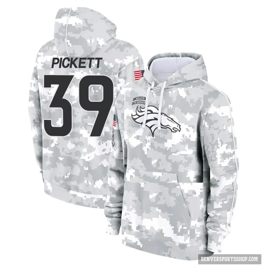Youth ＃39 Joshua Pickett Denver Broncos Arctic Camo 2024 Salute to Service Club Fleece Pullover Hoodie