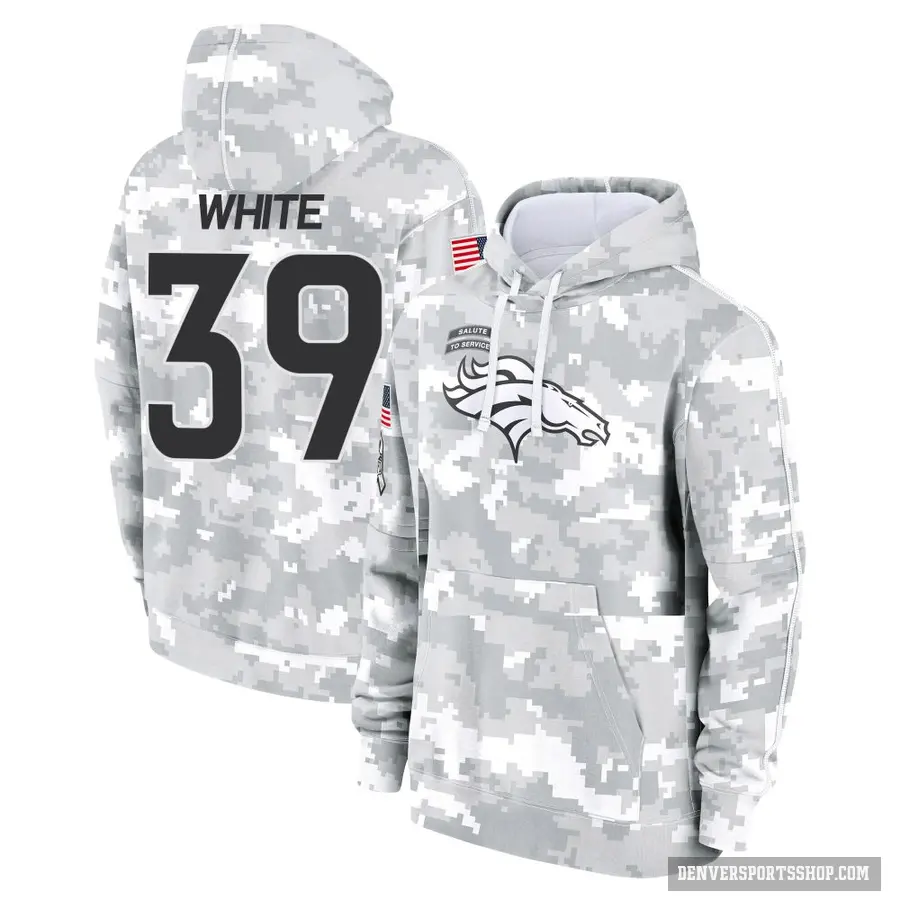 Youth ＃39 Kyrese White Denver Broncos Arctic Camo 2024 Salute to Service Club Fleece Pullover Hoodie