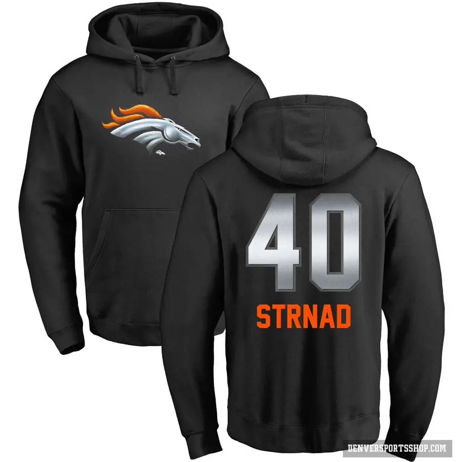 Youth ＃40 Justin Strnad Denver Broncos Black Midnight Mascot Pullover Hoodie