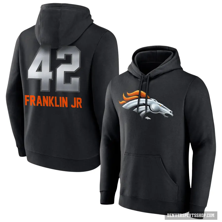 Youth ＃42 Sam Franklin Jr. Denver Broncos Black Midnight Mascot Pullover Hoodie