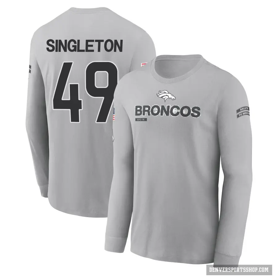Youth ＃49 Alex Singleton Denver Broncos Gray 2024 Salute to Service Long Sleeve T-Shirt