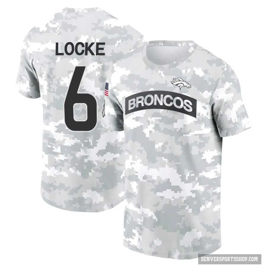 Youth ＃6 P.J. Locke Denver Broncos Camo Arctic 2024 Salute to Service Performance T-Shirt