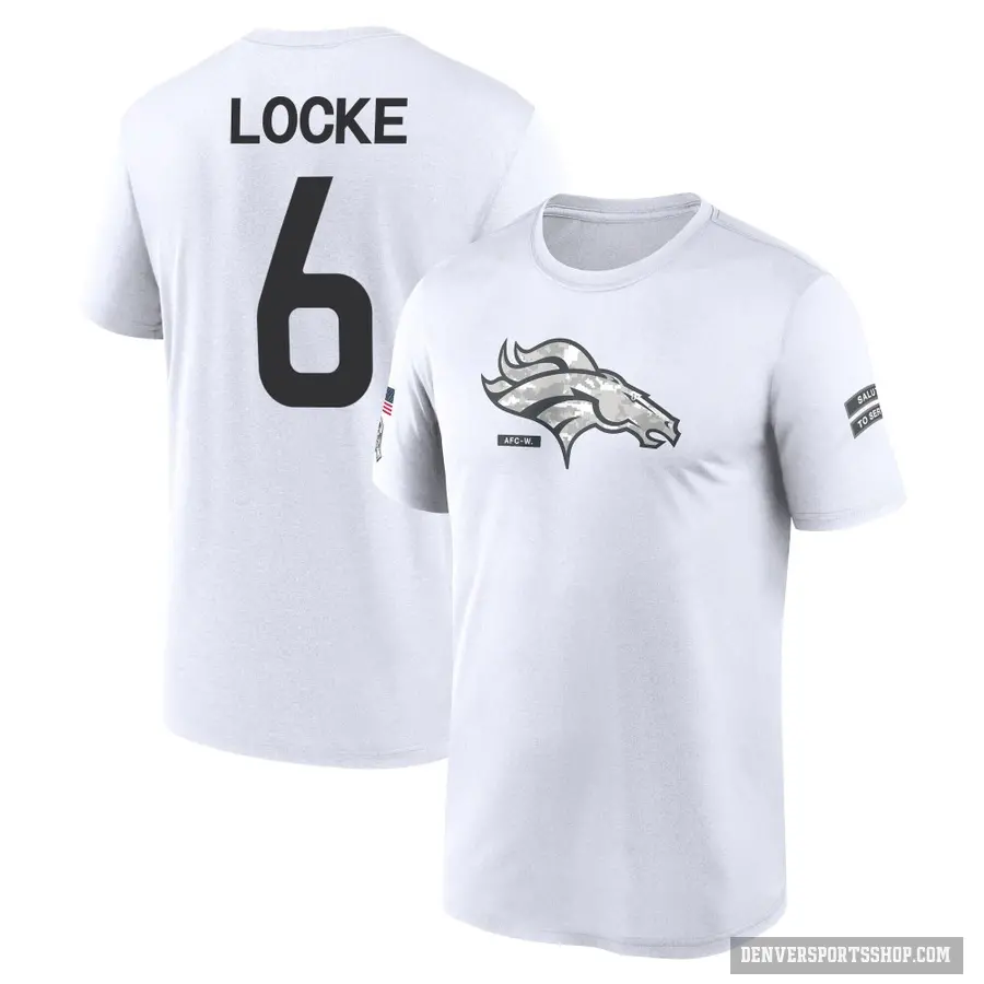 Youth ＃6 P.J. Locke Denver Broncos White 2024 Salute to Service Performance T-Shirt