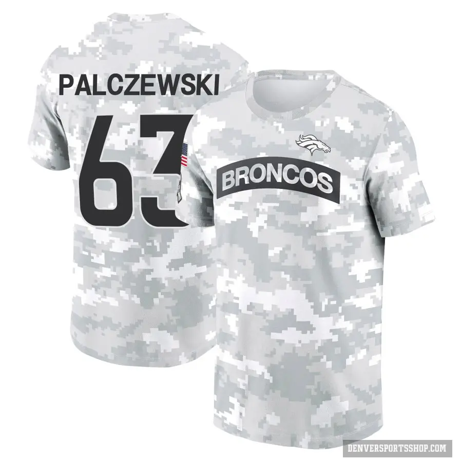 Youth ＃63 Alex Palczewski Denver Broncos Camo Arctic 2024 Salute to Service Performance T-Shirt