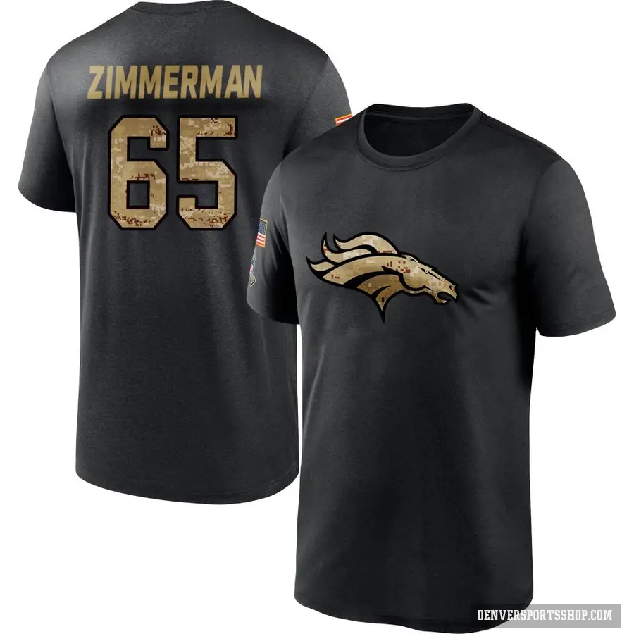 Youth ＃65 Gary Zimmerman Denver Broncos Black 2020 Salute To Service Performance T-Shirt