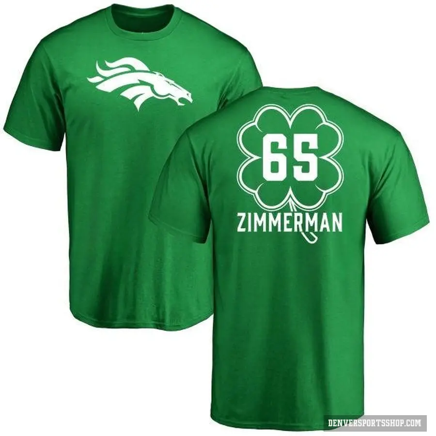 Youth ＃65 Gary Zimmerman Denver Broncos Green St. Patrick's Day T-Shirt