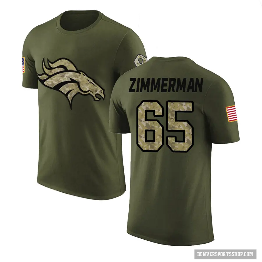 Youth ＃65 Gary Zimmerman Denver Broncos Olive Salute to Service T-Shirt