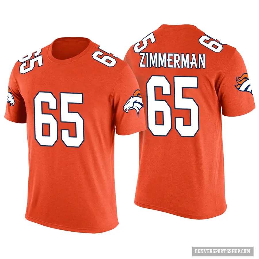 Youth ＃65 Gary Zimmerman Denver Broncos Orange Color Rush T-Shirt