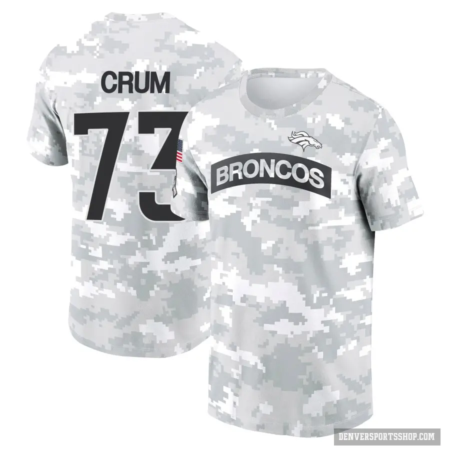 Youth ＃73 Frank Crum Denver Broncos Camo Arctic 2024 Salute to Service Performance T-Shirt