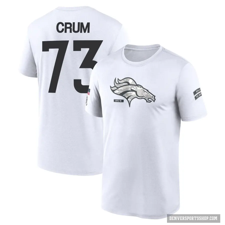 Youth ＃73 Frank Crum Denver Broncos White 2024 Salute to Service Performance T-Shirt