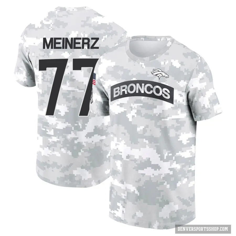 Youth ＃77 Quinn Meinerz Denver Broncos Camo Arctic 2024 Salute to Service Performance T-Shirt