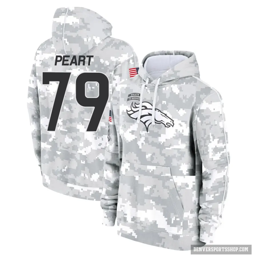Youth ＃79 Matt Peart Denver Broncos Arctic Camo 2024 Salute to Service Club Fleece Pullover Hoodie