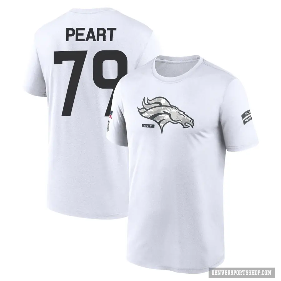 Youth ＃79 Matt Peart Denver Broncos White 2024 Salute to Service Performance T-Shirt