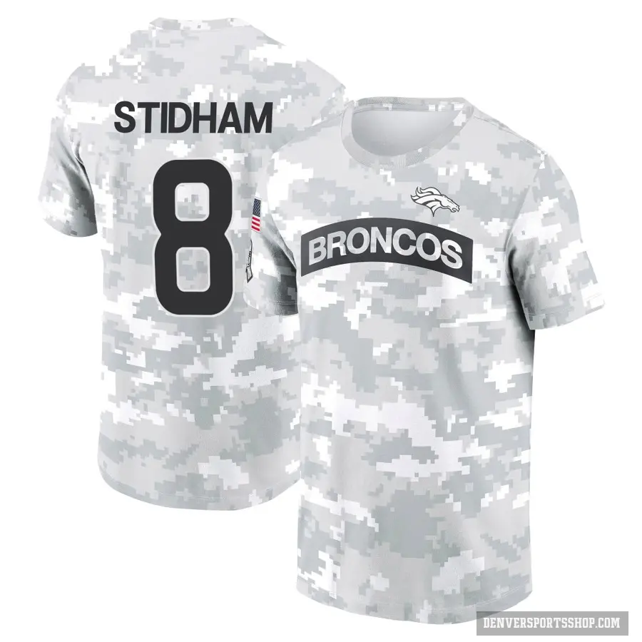 Youth ＃8 Jarrett Stidham Denver Broncos Camo Arctic 2024 Salute to Service Performance T-Shirt