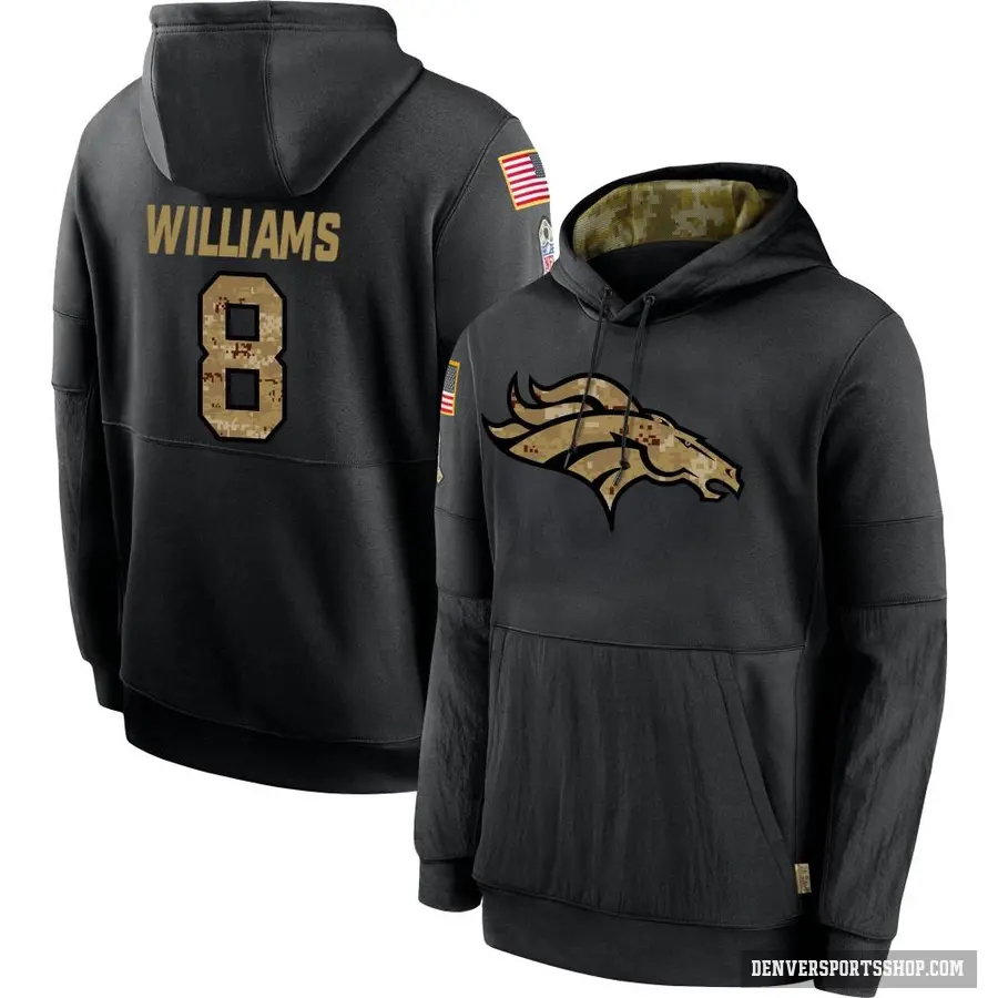 Youth ＃8 K'Waun Williams Denver Broncos Black 2020 Salute to Service Sideline Performance Pullover Hoodie