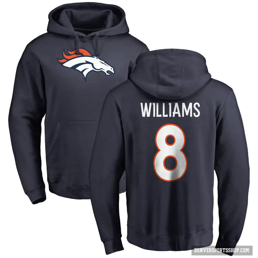 Youth ＃8 K'Waun Williams Denver Broncos Navy Pro Line Name & Number Logo Pullover Hoodie
