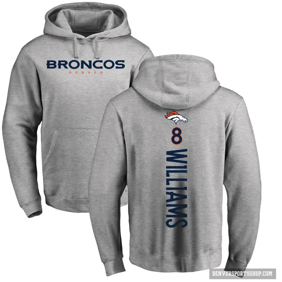 Youth ＃8 K'Waun Williams Denver Broncos Pro Line Ash Backer Pullover Hoodie